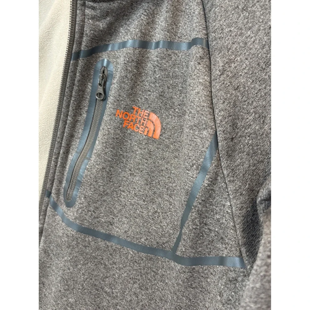 The North Face Mens Full Zip Hoodie Brown Heather Fleece Jacket Thumbholes M